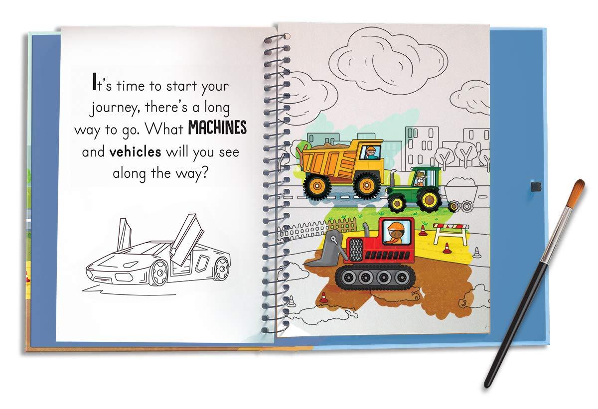 Sách ngoại văn: Wheels And Steel - Machines (Magic Water Colouring)