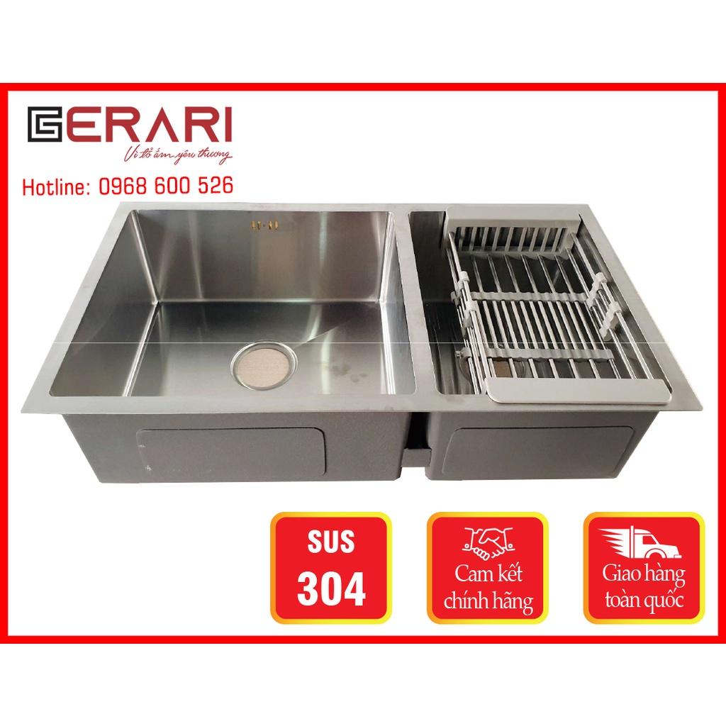 {CHÍNH HÃNG} Chậu rửa 2 hố cân phụ kiện đi kèm chât liệu Inox 304 cao cấp mã GC.AD8245 thương hiệu GERARI