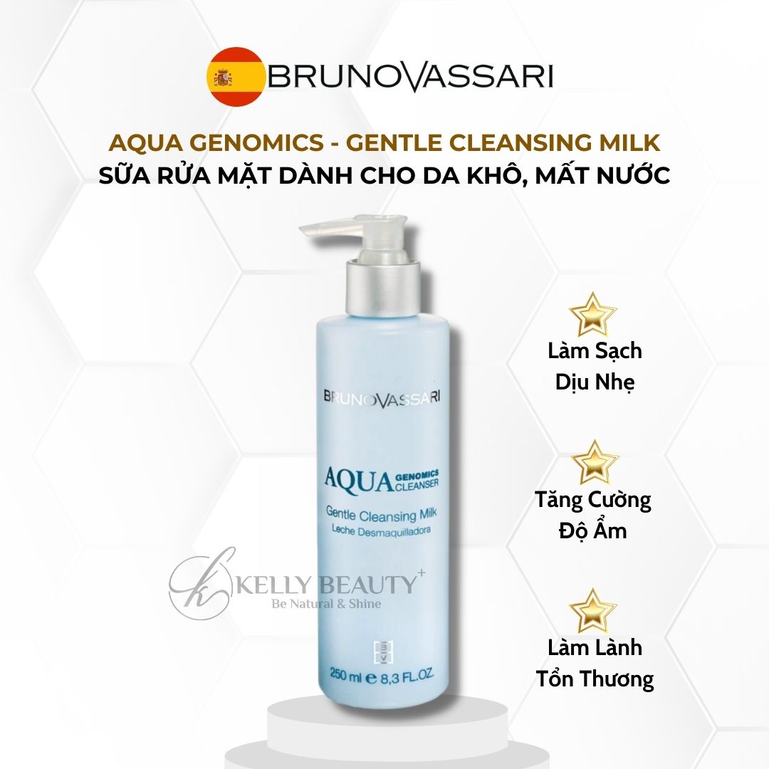 Sữa Rửa Mặt Cấp Ẩm Cho Da Khô Aqua Genomics Gentle Cleansing Milk - Bruno Vassari | Kelly Beauty