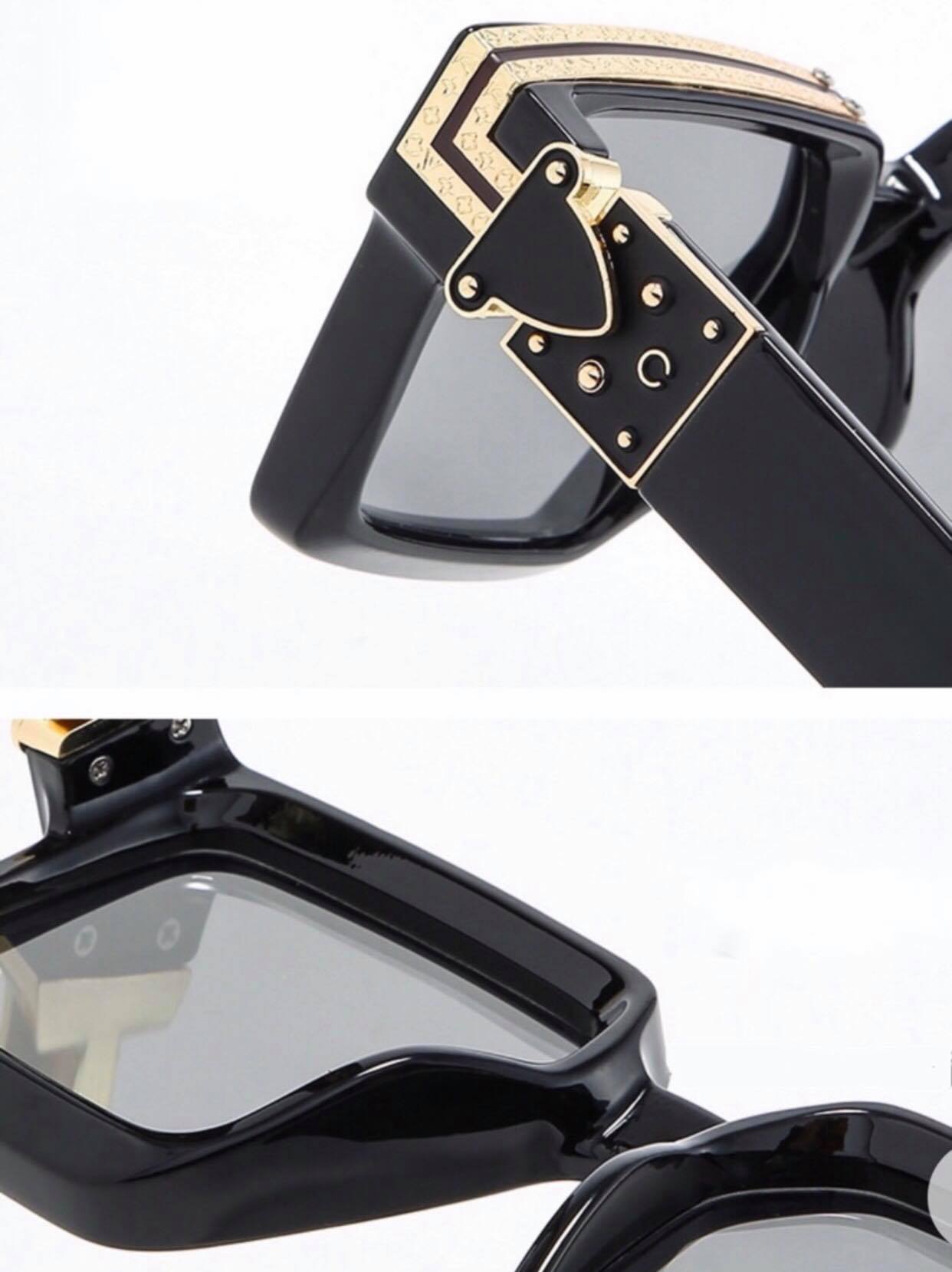 Kính râm thời trang Mắt vuông viền vàng cao cấp