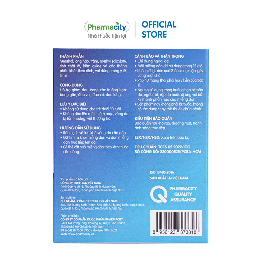 Miếng Dán Nóng Pharmacity (Hộp 20 miếng)