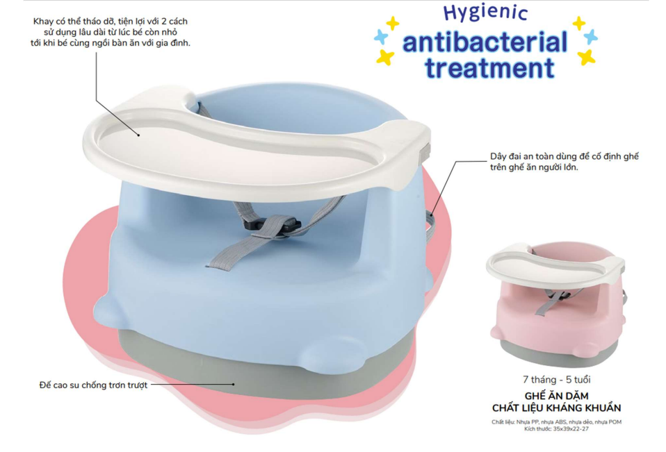 Ghế ăn dặm Richell Nhật Bản chất liệu kháng khuẩn | Baby