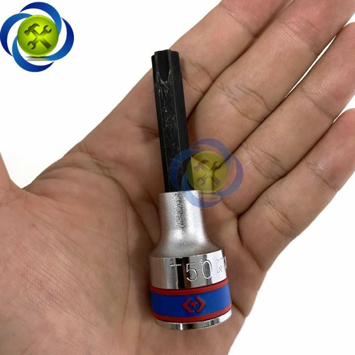 Đầu tuýp sao T50 1/2 Kingtony 403350 dài 80mm trắng đen