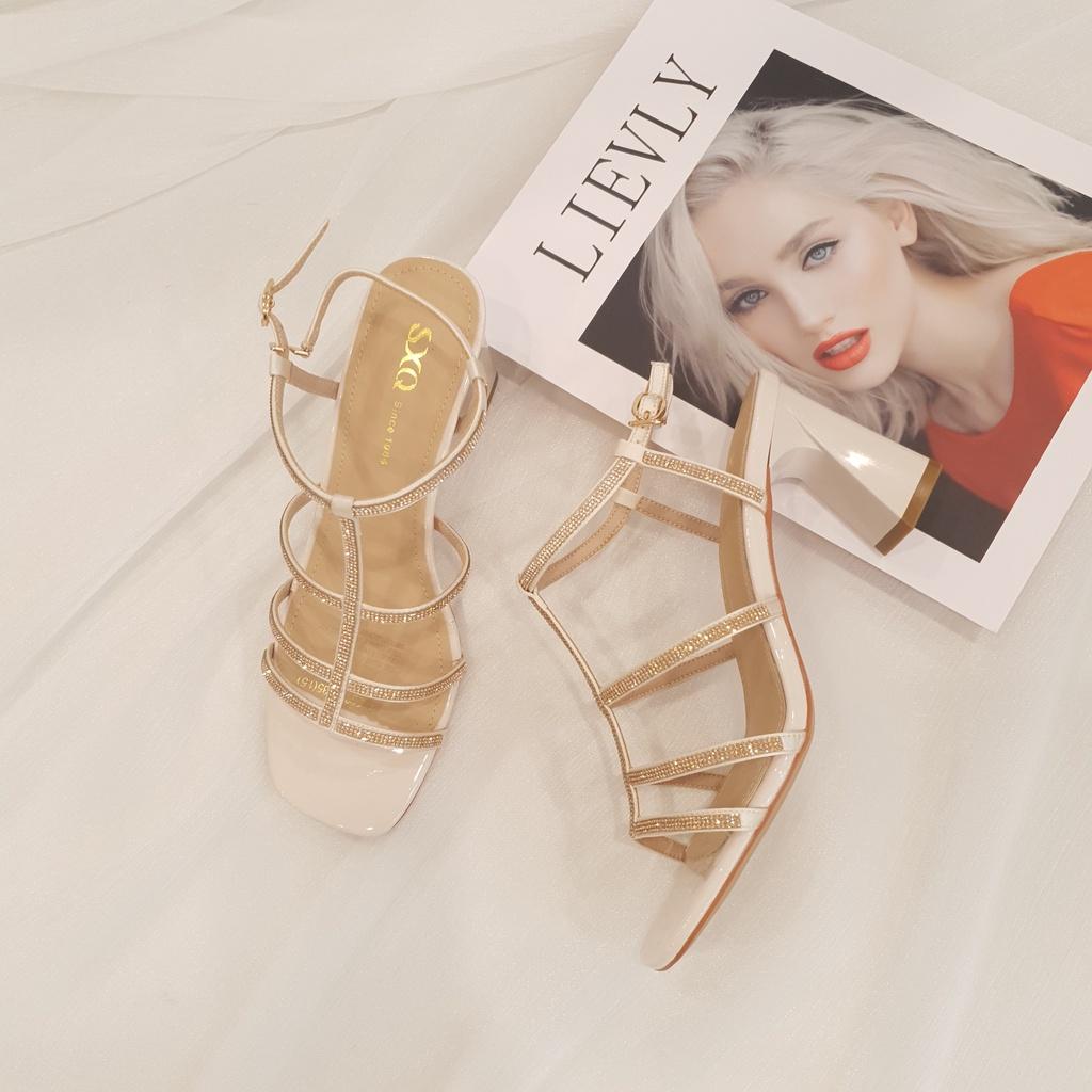 Giày sandal cao gót nữ B SHOES đế vuông 7p, sandal công sở cao cấp, đi tiệc, đi làm, đi chơi SD2205