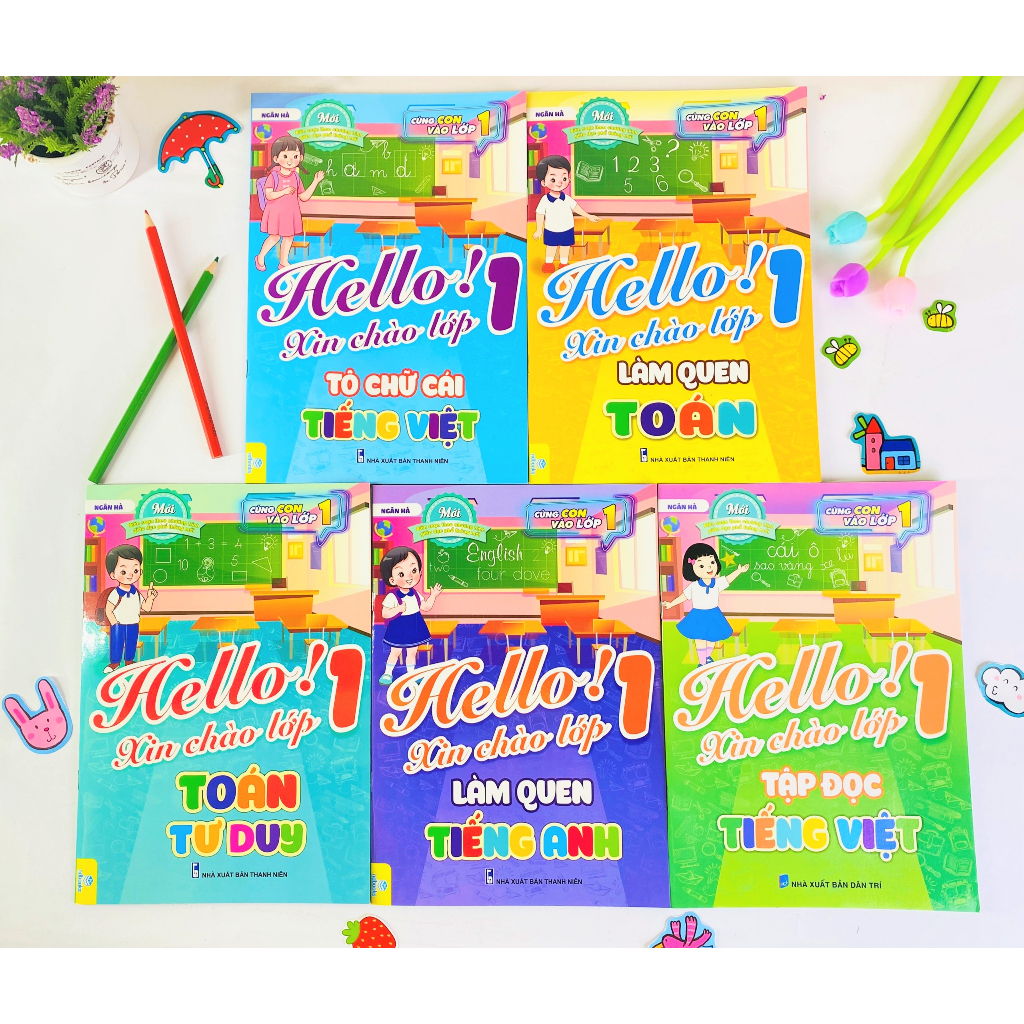 Sách - Trọn Bộ 5 Cuốn Hello! Xin Chào Lớp 1 - Biên Soạn Theo Chương Trình Mới - ndbooks