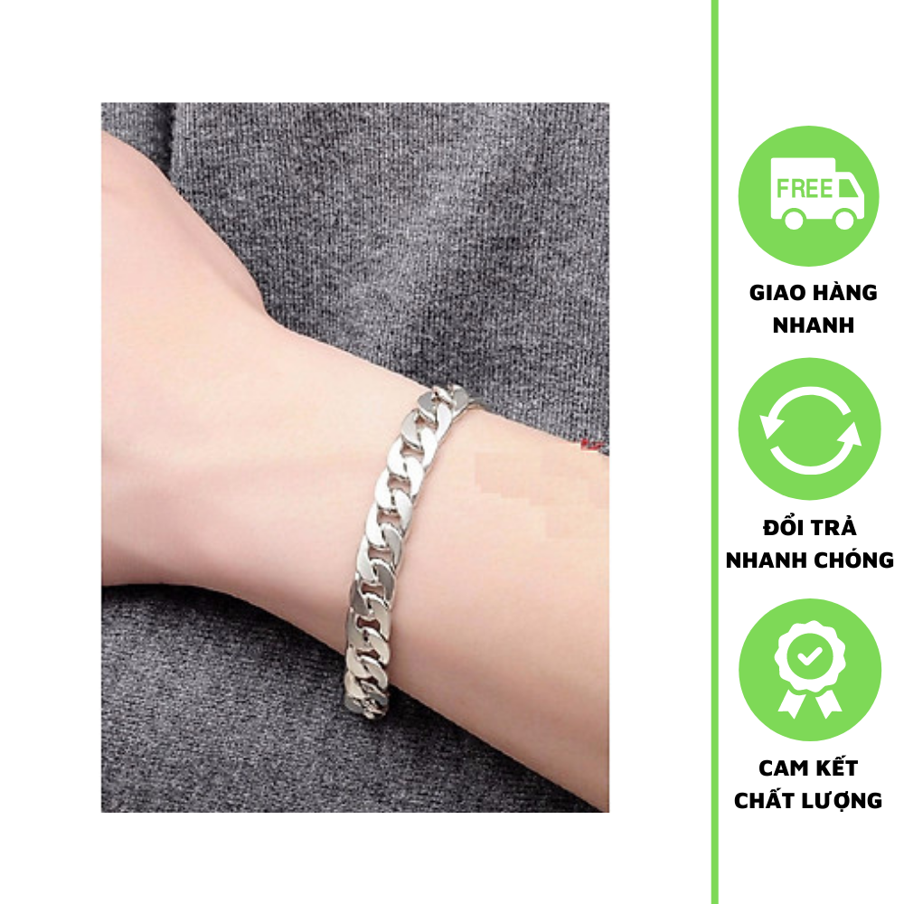 Lắc Tay INOX Nam Chuỗi Xích Lớn Trắng Sáng Vĩnh Viễn Không Đen Hàn quốc