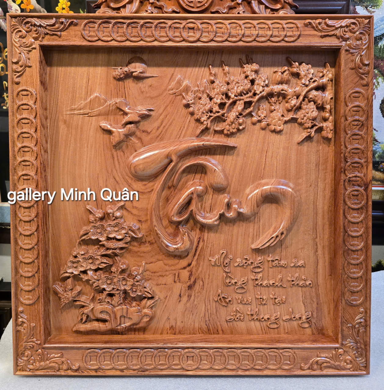 TRANH CHỮ TÂM CHẾ TÁC BẰNG GỖ HƯƠNG