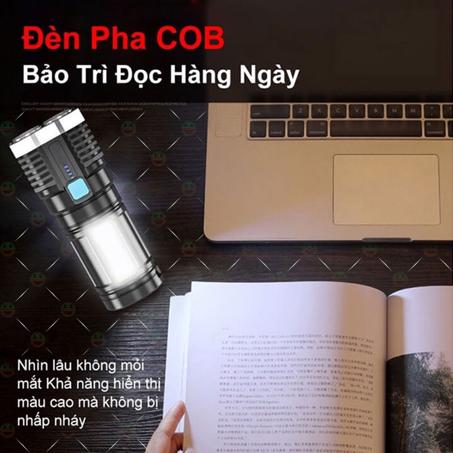 [Loại Chuẩn] Đèn Pin Cầm Tay KhoNCC Hàng Chính Hãng Chiếu Xa Cực Sáng 4 Bóng 4 Chế Độ Sạc Tích Điện, Đèn Pin Led, Kiểm Tra Nhà - Sân Vườn Buổi Tối - KLVQ-1199-4LSDN