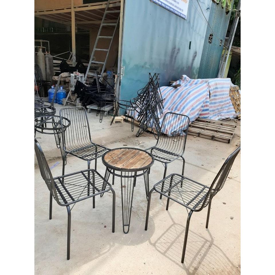 ghế Tựa Nan Sắt - Ghế ban công sân vườn - HPGSCF 03| ghế sắt cafe ngoài trời