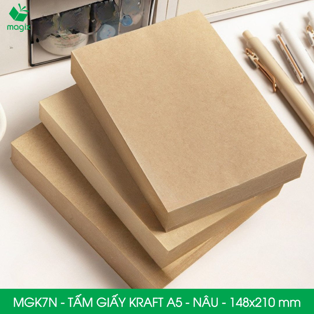 MGK7N - A5 - 70 gsm - 100 tờ giấy kraft nâu - Dùng gói hàng, bọc quà, làm nháp, chèn lót chống sốc
