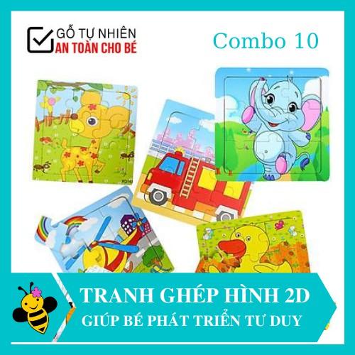 Đồ chơi xếp hình    Từ 250K  COMBO 10 tranh ghép hình thông minh 9 mảnh cho bé trai, bé gái