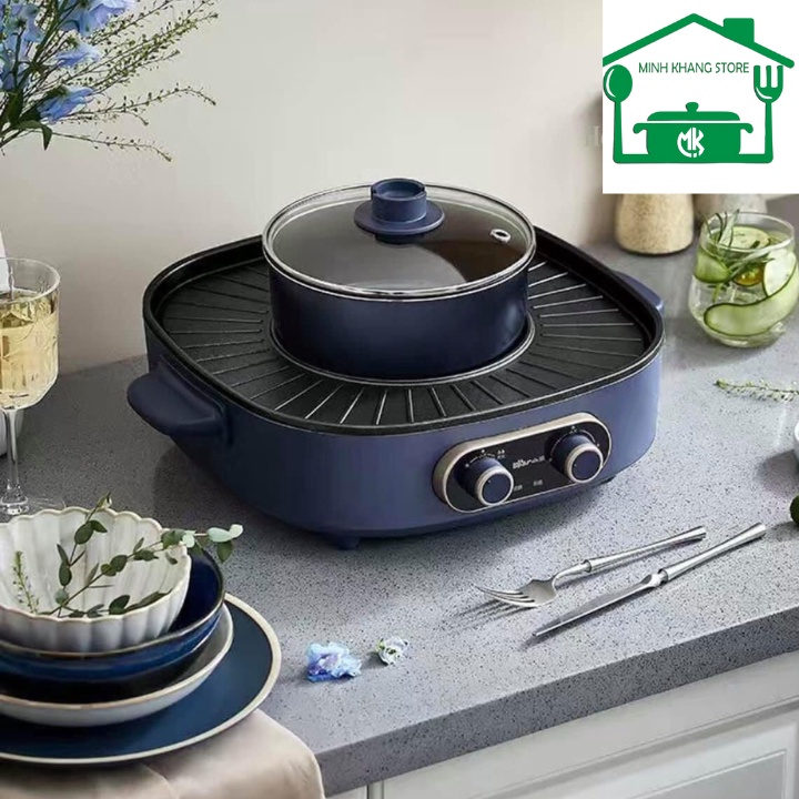 Bếp Lẩu Nướng Đa Năng 2in1 Tháo Rời BEAR DKL-B17C1 Công Suất 1700W, Bảo Hành 12 Tháng.