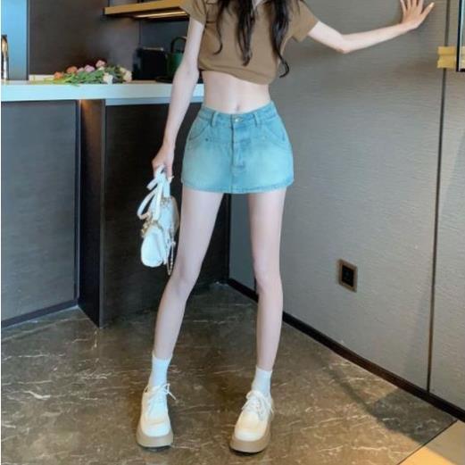 Chân váy jean bò dáng chữ a, chân váy bò vải jean cao cấp Mv001