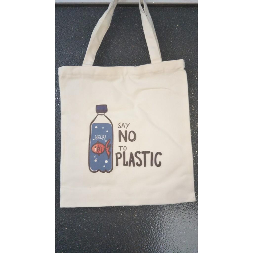 (Freeship từ 50k)Túi tote &quot;SAY NO TO PLASTIC&quot; chất Canvas Unisex