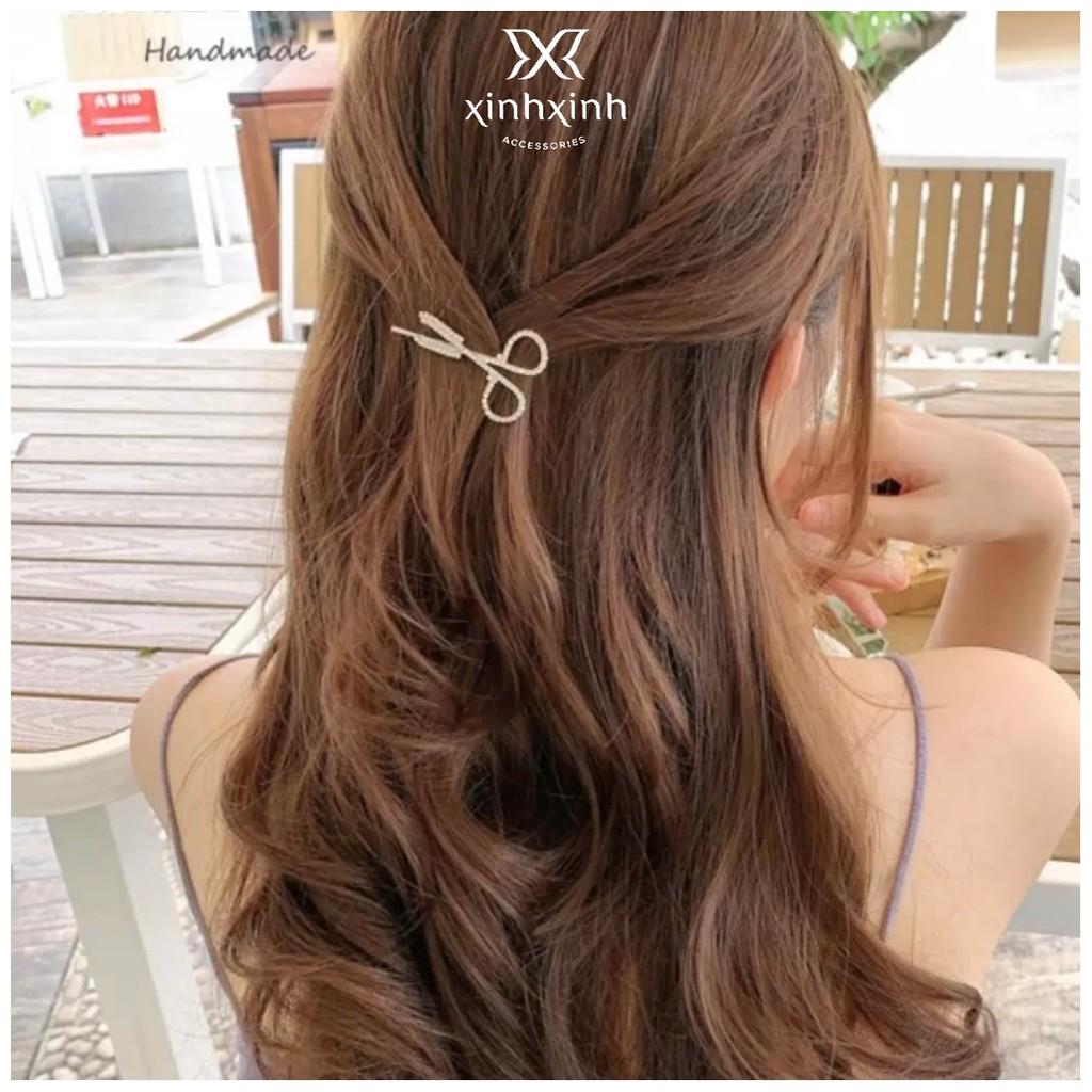 Kẹp tóc đính hạt dễ thương, sét 6 cặp tóc phong cách Hàn Quốc cho bạn gái điệu đà