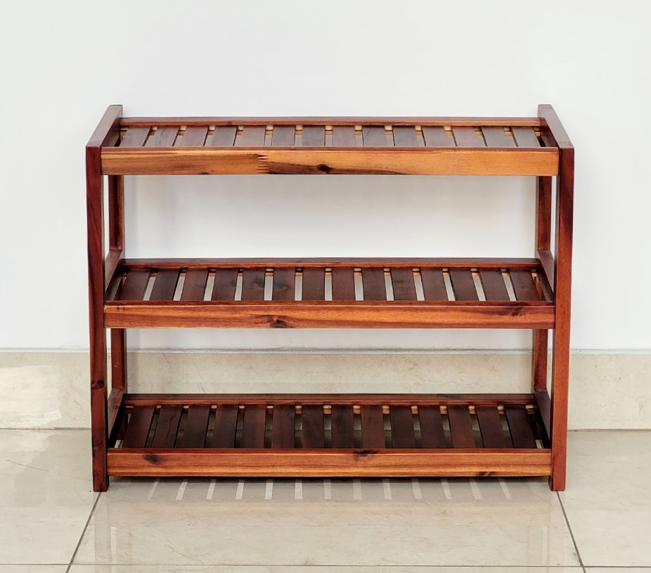 Kệ Giày Gỗ 3 Tầng, 4 Tầng, 5 Tầng Màu Nâu Ngang 60cm Nan Nghiêng - Hàng VN Xuất Khẩu