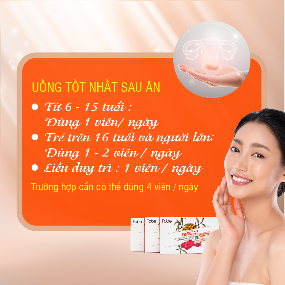 Viên Uống Giảm Khô Vùng Nhạy Cảm Giảm Da Nhăn Da Khô Làm Đẹp Da FOBE OMEGA 7 - Hộp 10 viên