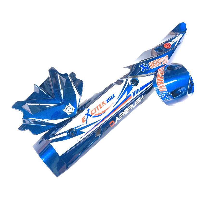 Combo ốp pô và mão sừng Exciter màu Xanh Dương