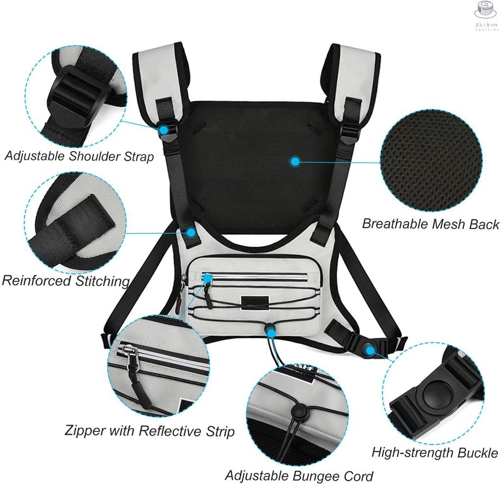 Reflective Running Vest Breathable Outdoor Sports Night Safety Running Vest Jacket Chest Pack