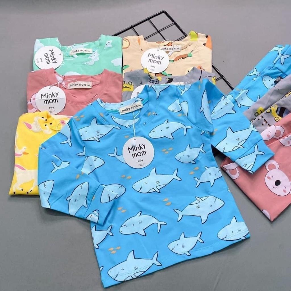 Bộ Cotton Dài Tay Cho Bé  Bộ Thu Đông Dài Tay Minky Mom Cho Bé Trai Bé Gái Với Các Hình Thú Siêu Kute .