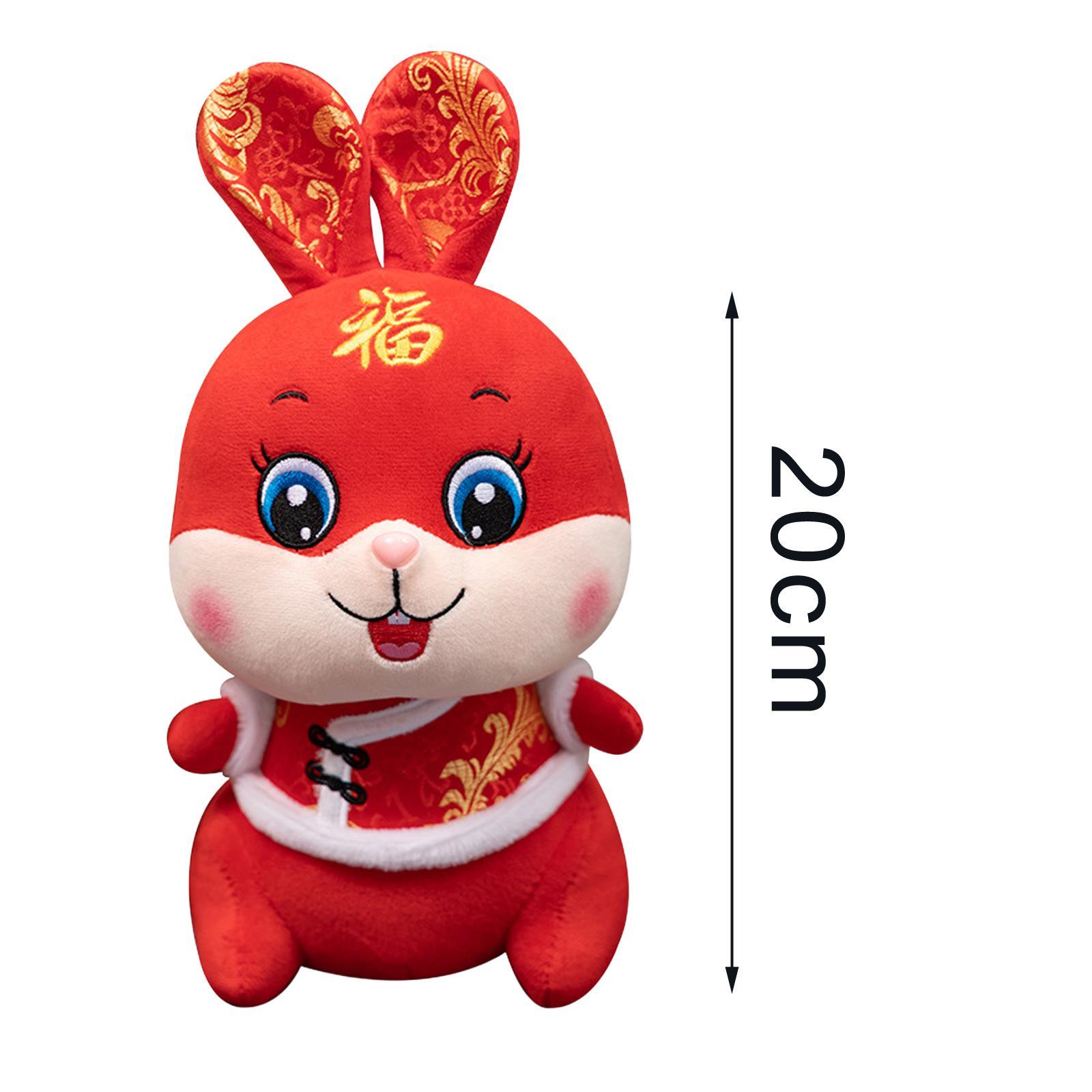 Chinese New Year Rabbit Plush Toy Blessing Throw Pillow for Table Home Gift
