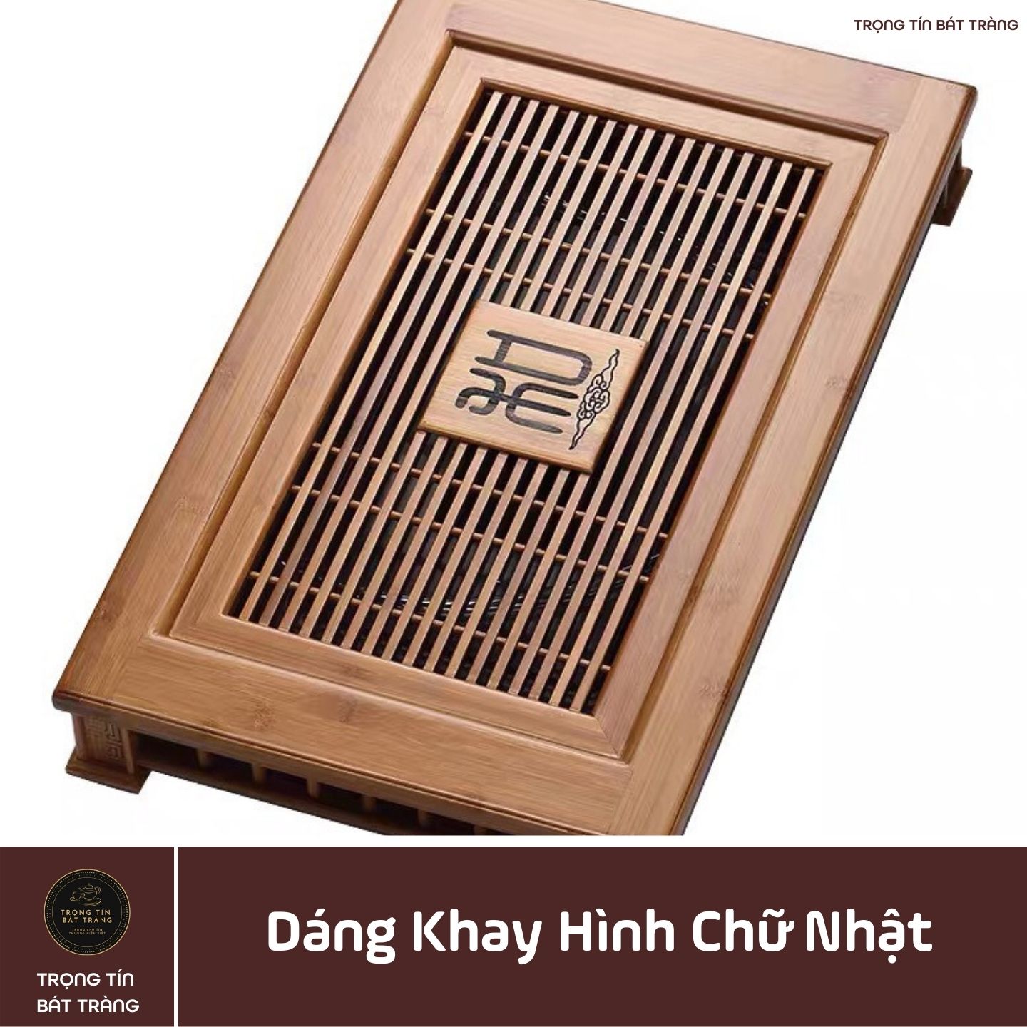 KT 34 Khay Trà Tre Cao Cấp  Chữ Nhật Kích Thước 58*35*8