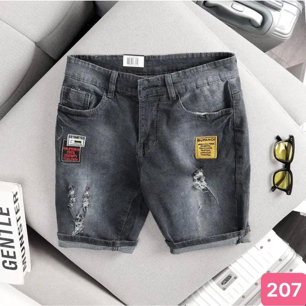 Quần short đùi jean nam màu xanh đậm rách gối chất bò cao cấp co dãn 4 chiều cực đẹp, quần rin nam HD1 Mẫu Mới