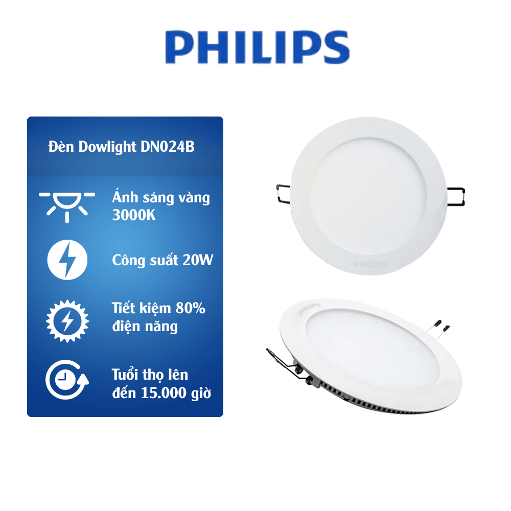 Bộ đèn Philips LED âm trần tròn DN024B LED12 D175