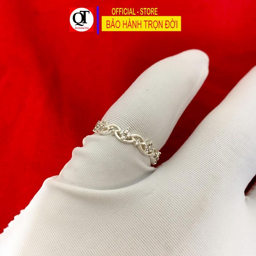 Nhẫn bạc nữ đơn giản bản nhỏ gắn đá cobic trắng cao cấp thích hợp đeo tất cả ngón tay trang sức Bạc Quang Thản – QTNU71