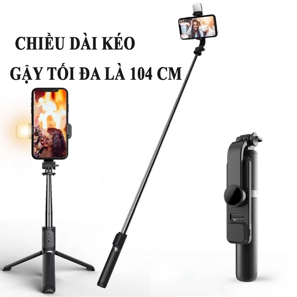 Gậy chụp ảnh tự sướng Selfie có led 3 màu và 3 chân chống giữ điện thoại