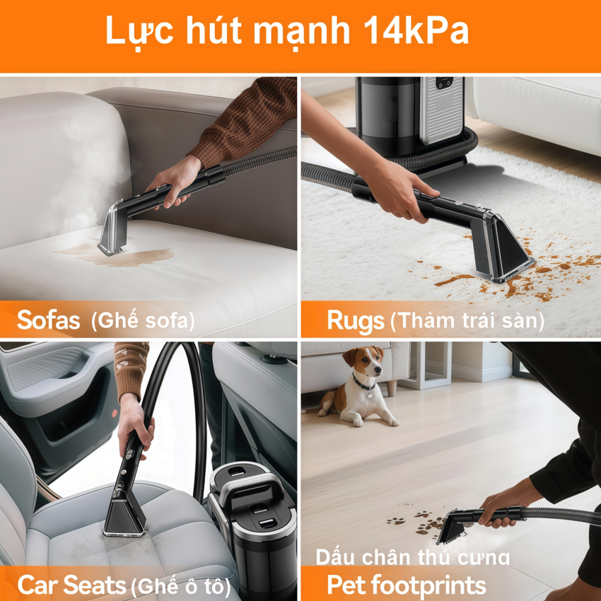 Máy giặt nệm, thảm, sofa bằng hơi nước nóng 4 trong 1 thương hiệu Nga cao cấp DSP KD2065 - Hàng chính hãng