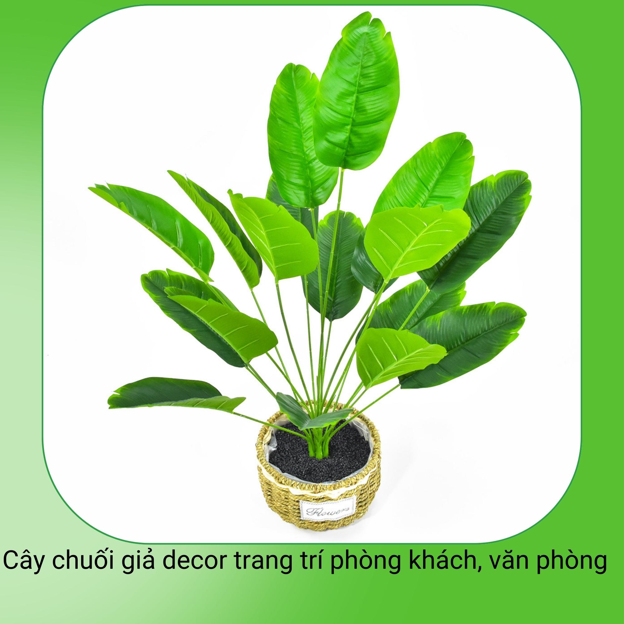 Cây lá rùa lớn 18 lá giả trang trí nhà cửa để văn phòng, cây nhựa cắm bình decor nội thất cao cấp