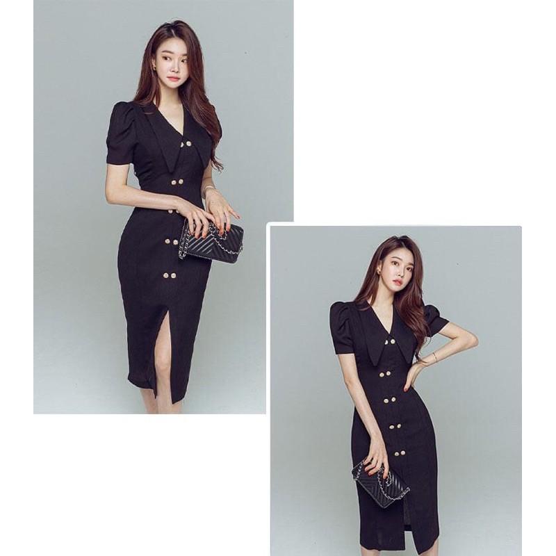 ĐẦM ÔM ĐÍNH NÚT CỔ SEN