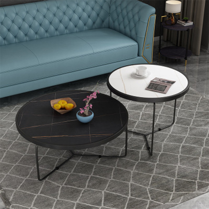 Bàn trà đôi mặt đá cao cấp, bàn sofa BAH026
