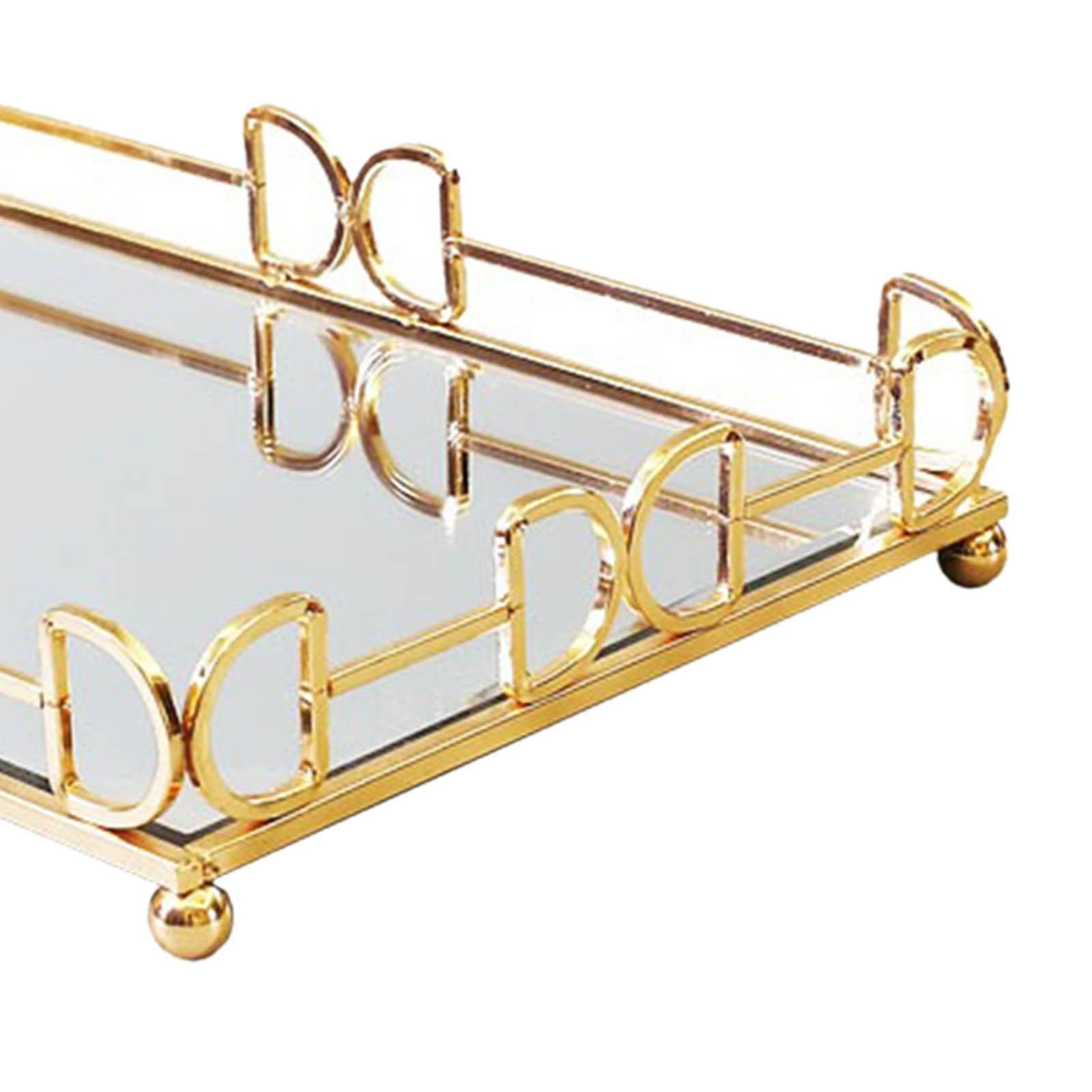 Mirror Vanity Tray Cosmetic Perfume Jewelry Plate Serving Tray Photo Props