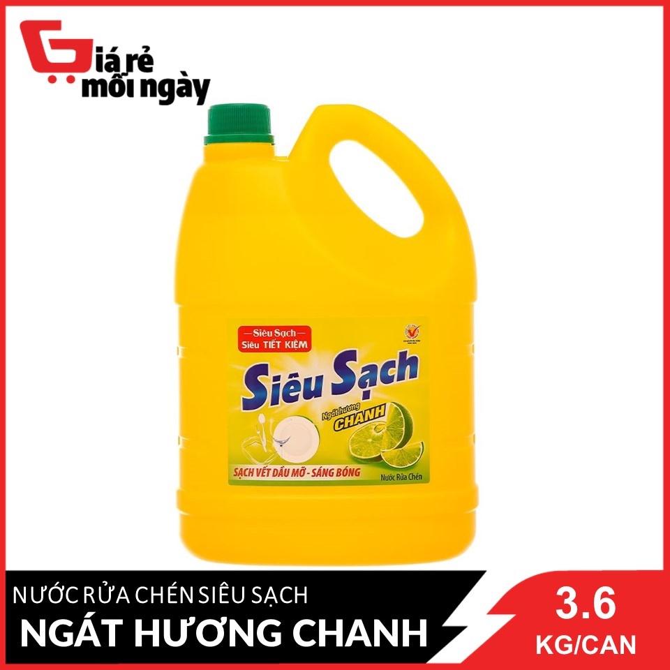 Nước Rửa Chén Siêu Sạch Ngát Hương Chanh 3.6Kg/Can