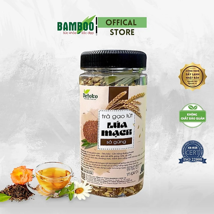 Trà lúa mạch sả gừng Bamboo hủ - 350g