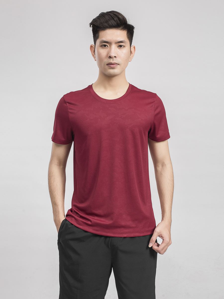 Áo T-shirt Nam, Áo Thun Nam Thể Thao Aristino ATS020S9 Trẻ Trung Thanh Lịch, Mặt Vải Họa Tiết Jacquard Dệt Tinh Tế, Hiện Đại - Hàng Chính Hãng