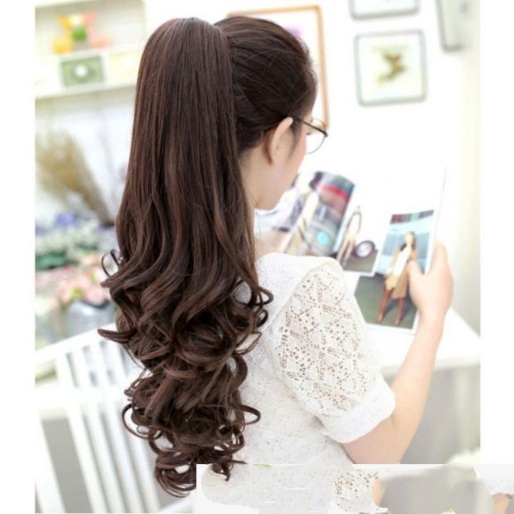 Tóc giả nữ ngoặm xoăn dài, tóc giả kẹp