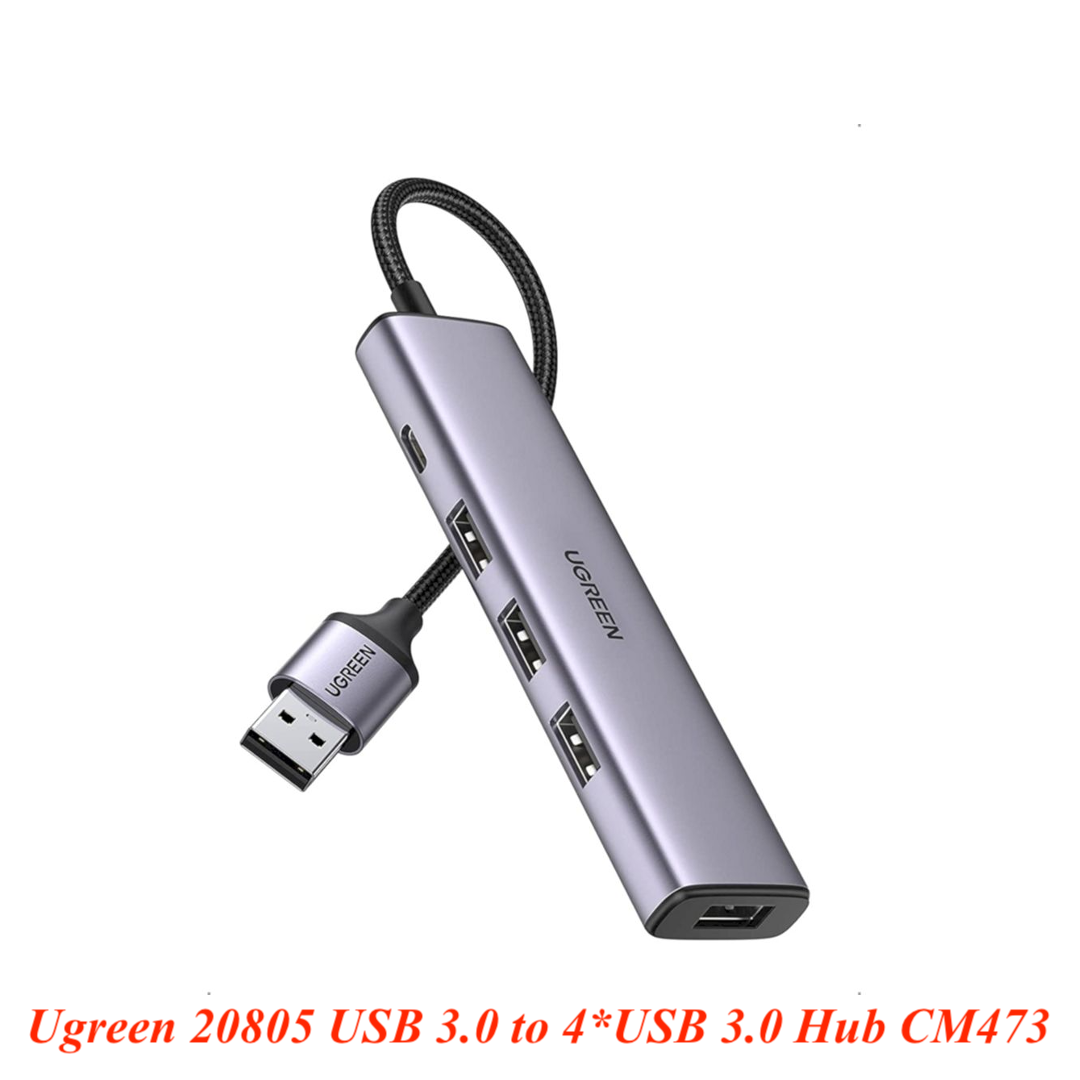 Ugreen UG20805CM473TK 5Gbps vỏ nhôm Bộ chia USB 3.0 1 ra 4 cổng USB hỗ trợ nguồn Type-C - HÀNG CHÍNH HÃNG