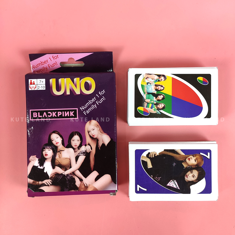 Bài Uno Black Pink Tim 108 lá giấy cứng Ivory cao cấp đồ chơi trẻ em thẻ bài Board Game Việt