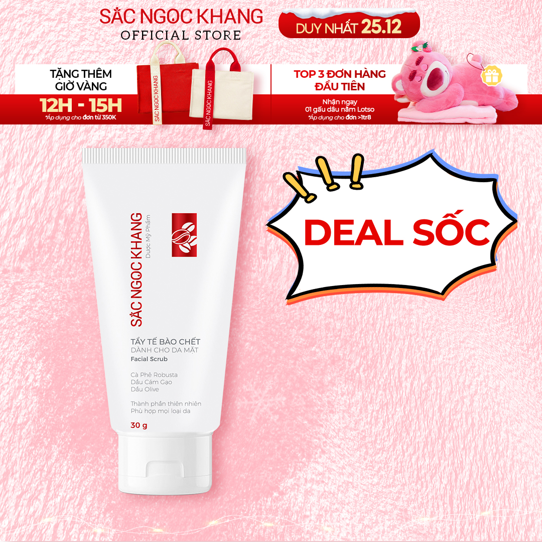 Tẩy tế bào chết cà phê da mặt Sắc Ngọc Khang 30g hỗ trợ da mềm mịn và rạng rỡ