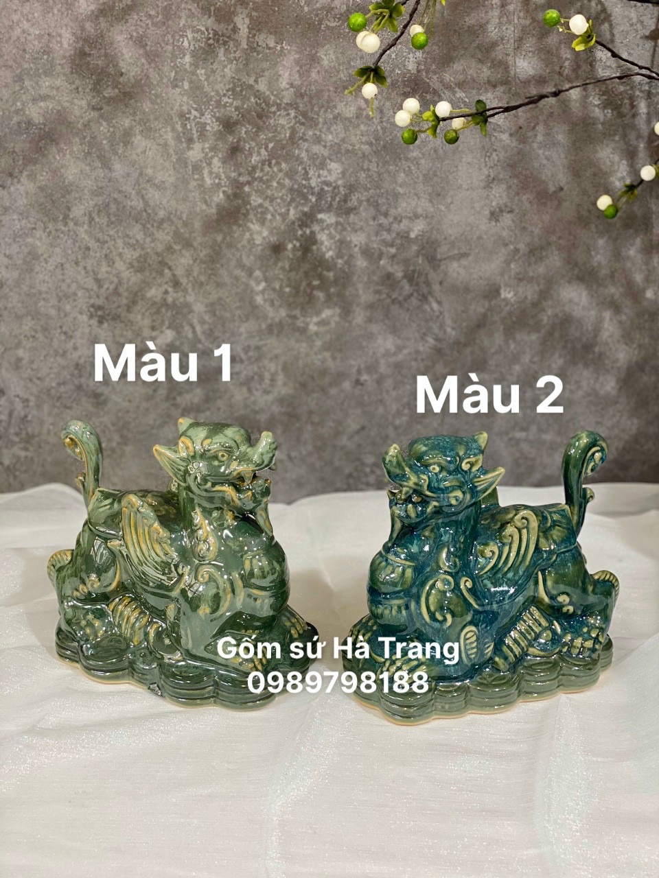 Tượng tỳ hưu gốm sứ Bát Tràng cao cấp men hoả biến ngọc cẩm thạch