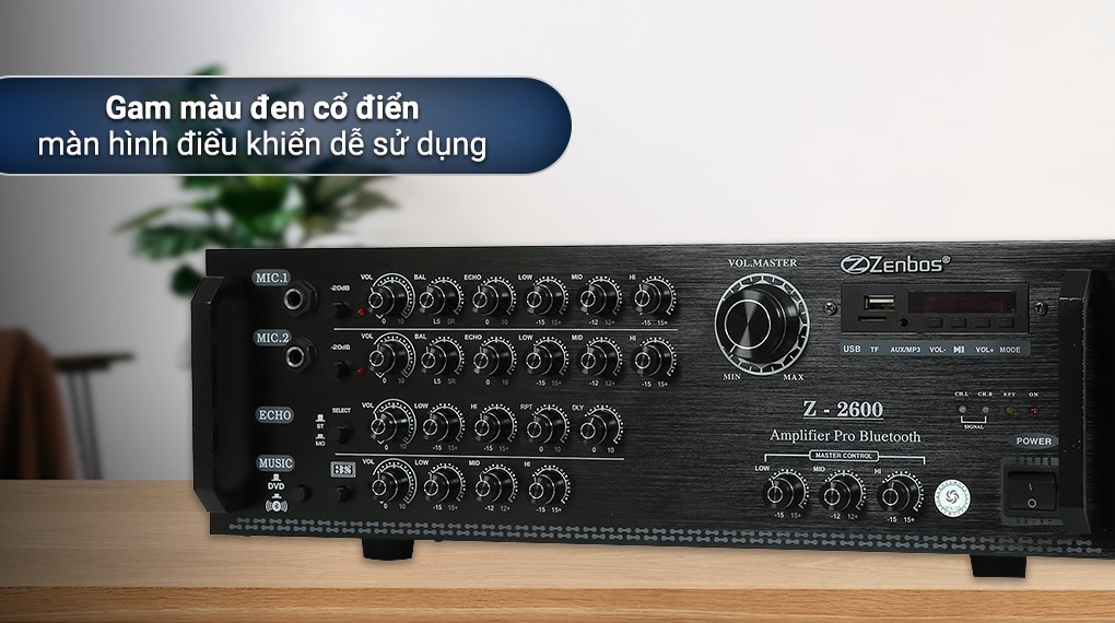 Amply Karaoke Bluetooth Công Suất Lớn 500W Zenbos Z2600, 8 Sò(Hàng Chính Hãng)