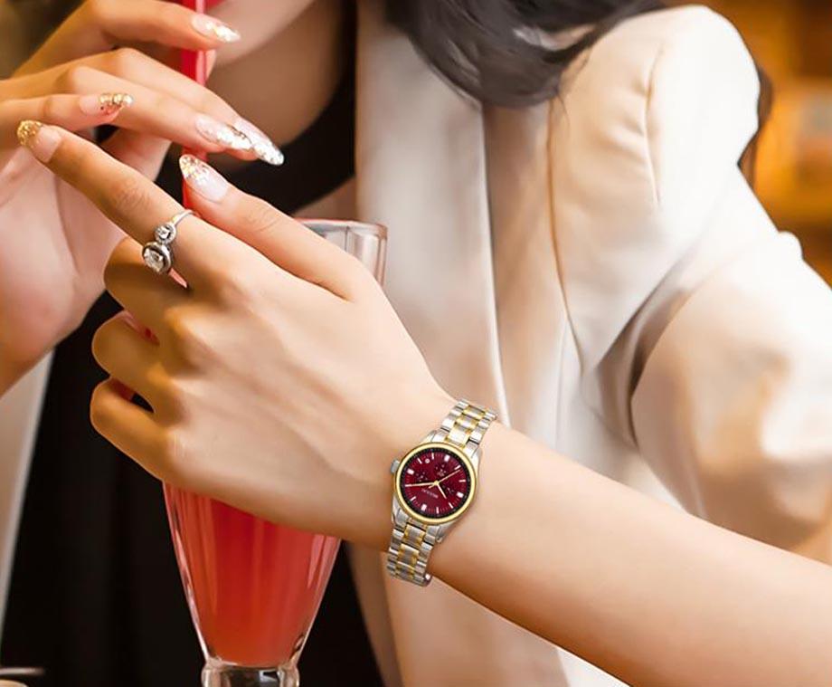 Thời Trang Nữ Cao Cấp Kim Cương Giả Chất Liệu Thép Không Gỉ Với Đồng Hồ Nữ Đồng Hồ Doanh Nhân Nhật Bản Chuyển Động Quartz Đồng Hồ Relogio Feminino