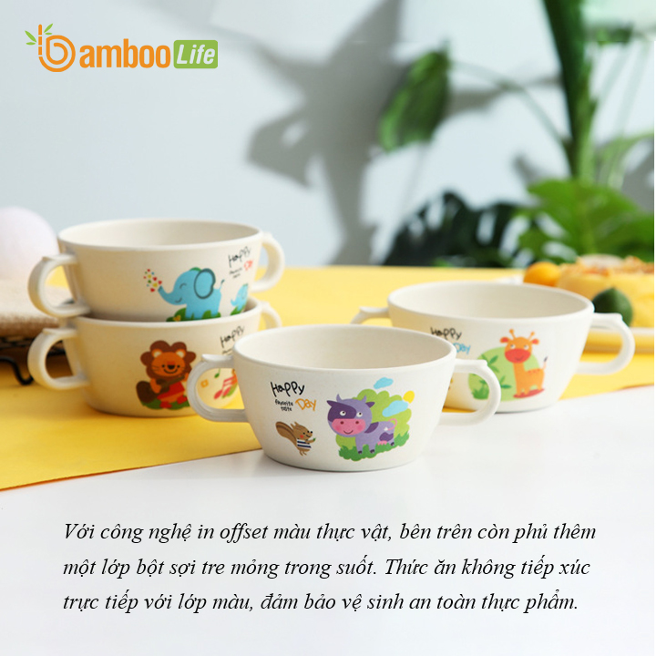 Chén bát ăn cho bé Chén bát ăn dặm từ sợi tre Bamboo Life cho bé BL1809 hàng chính hãng Dụng cụ ăn dặm Đồ dùng ăn dặm cho bé