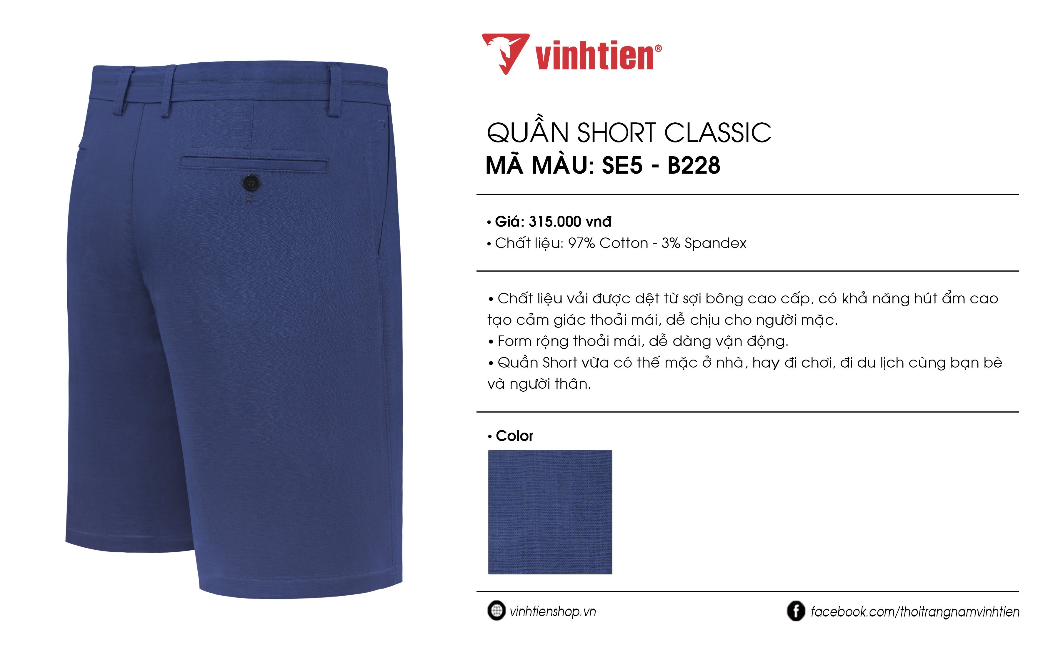 Quần Short Classic 315 - Nhiều màu