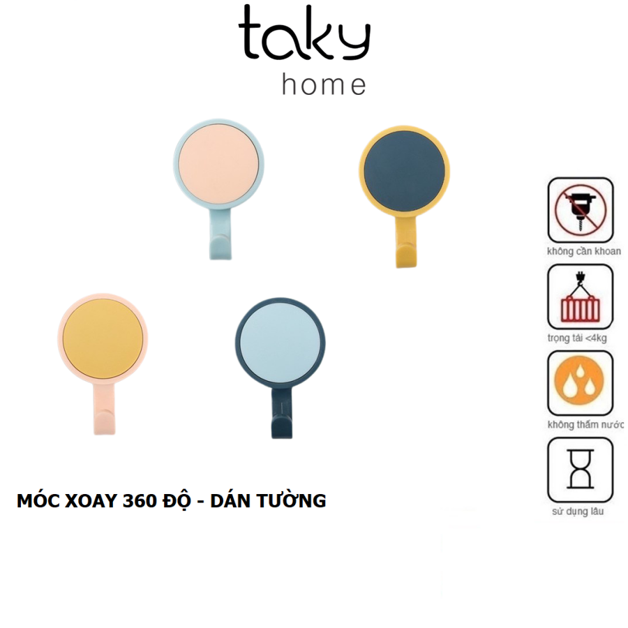 Móc Dán Tường Xoay 360 Độ, Móc Treo Tường Đa Năng, Sử Dụng Miếng Dán 3M Tiện Dụng Treo Đồ Trong Gia Đình. TakyHome 2231