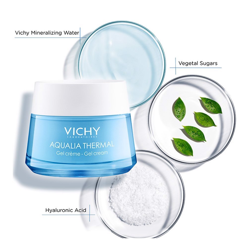 Gel Dưỡng Ẩm Giúp Da Dịu Mát Cho Da Thường, Da Hỗn Hợp & Da Nhạy Cảm VICHY Aqualia Thermal Rehydrating Gel Cream (50ml) + Quà Tặng