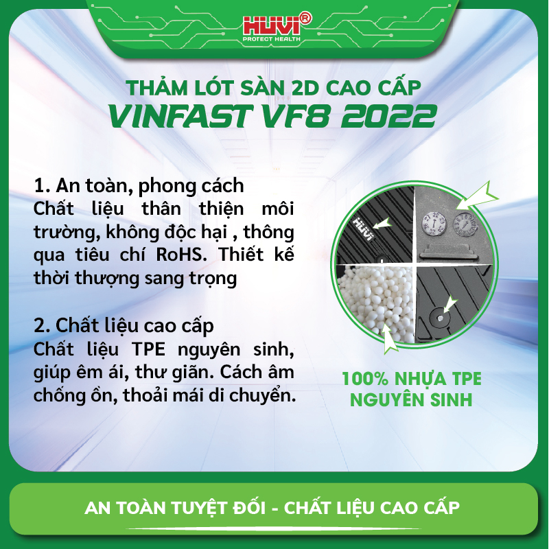 Thảm lót sàn ô tô Vinfast VF8 nhựa nguyên sinh TPE cao cấp